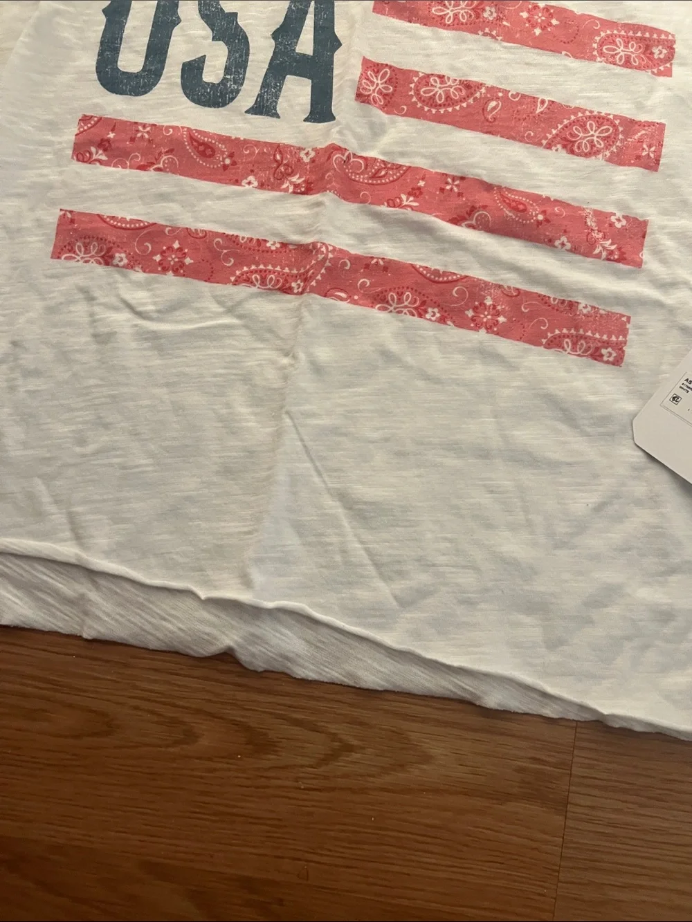 VIRAL🚨NWT ALTAR’D STATE CROPED RAW HEM CAP SLEEVE USA BANDANA TEE🚨